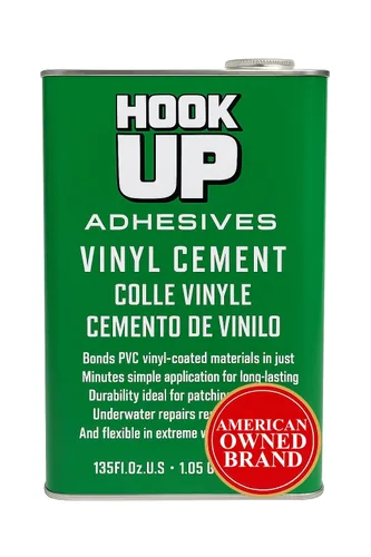 HOOK UP Cemento de vinilo – Pegamento de reparación de revestimiento de piscina impermeable para vinilo y PVC, cemento de contacto flexible de