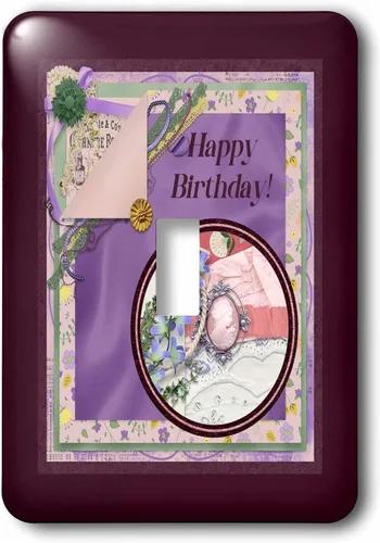 Miniatura 2 de 3dRose Image of Happy Birhday Cameo, Flora, Purple Cluster 2 plug outlet cover