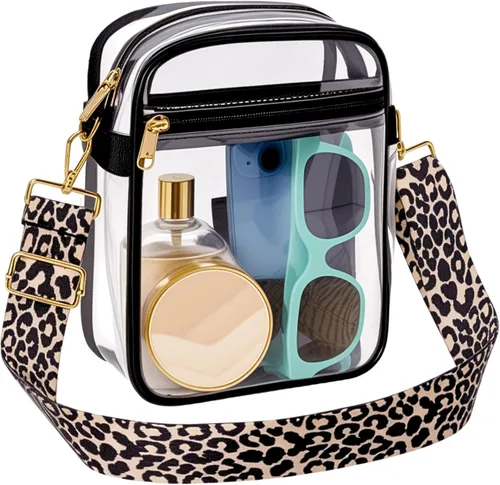 Miniatura 8 de Bolsa transparente para eventos de estadio, bolso transparente con correa extraíble, bolsa de mensajero para conciertos, trabajo, deportes y fiestas