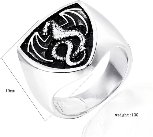 Miniatura 2 de LAIMIUMIU33 Anillo de dragón para hombre, estilo vikingo de fuego, estilo amuleto de motociclista, nórdico, étnico, 316, de acero inoxidable, anillo