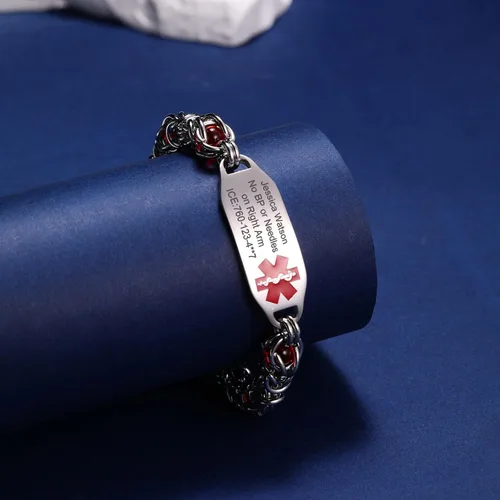 Miniatura 6 de Pulseras de alerta médica, pulseras de identificación personalizadas para mujeres y hombres, incluye tarjeta médica de emergencia