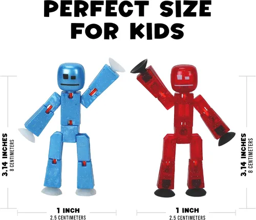 Miniatura 5 de Zing StikBot - Paquete doble de StarFrost Blue & Comet Red – 2 figuras de acción coleccionables posables, juguete de animación con ventosa