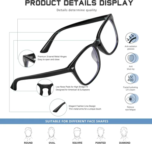 Miniatura 4 de 5 Pack Reading Glasses for Women Men, Blue Light Blocking Computer Readers UV Glare Varios