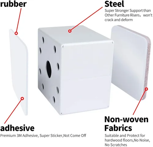 Miniatura 4 de Ezprotekt Elevadores de cama y muebles de 2 pulgadas, cuadrados pesados para sofá y sillas, ancho de 2.4 pulgadas, añade 2 pulgadas de altura