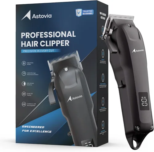 Miniatura 2 de Cortapelos profesional para hombres, hoja ajustable sin hueco, batería de 300 minutos, motor silencioso + potente, pantalla LED, cortadora