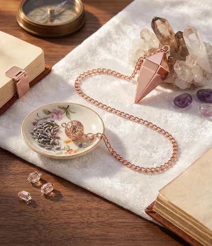 Miniatura 4 de Péndulo de cono de cobre de 12 facetas para curación de Reiki, radiestesia y equilibrio de chakras, herramienta de adivinación y meditación