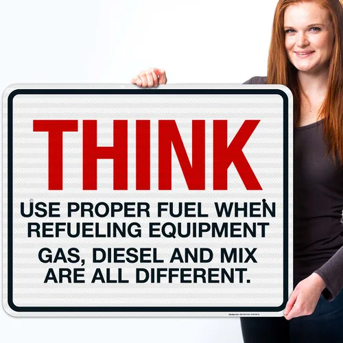 Miniatura 2 de Think When Refueling Equipment to Use Proper Fuel Gas Diesel and Mix Sign, 24x30 Inches, 3M EGP Reflective .080 Aluminum, Fade Resistant, Made in USA