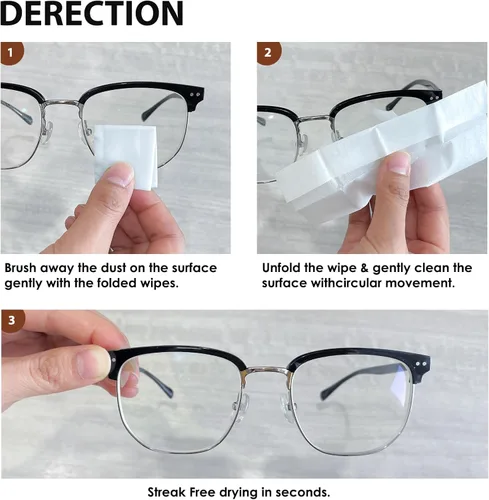 Miniatura 6 de 200 unidades de toallitas para lentes de gafas, toallitas limpiadoras de lentes prehumedecidas envueltas individualmente, sin arañazos y sin dejar