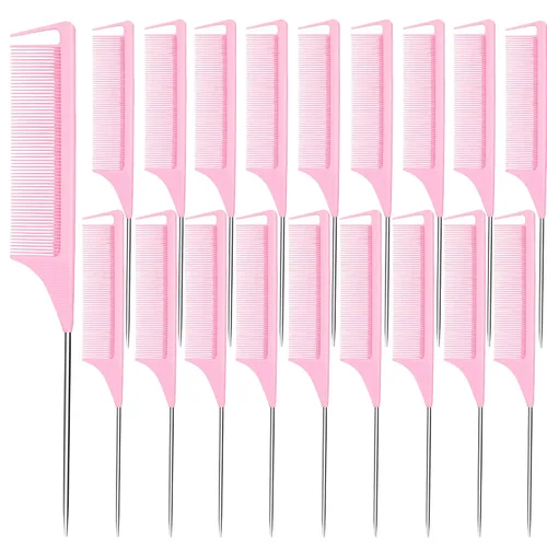 Miniatura 6 de Peines de separación de carbono de metal, 40 piezas para mujeres, niñas, para cabello rizado, trenzado, peinado (negro)