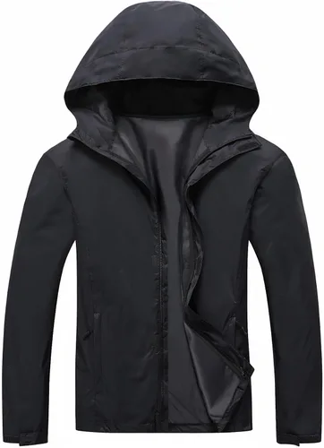 Miniatura 3 de Chaqueta impermeable ligera para hombre, con capucha ajustable, rompevientos para senderismo al aire libre