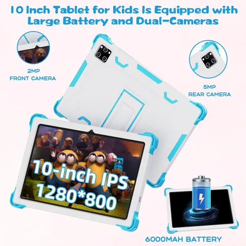 Miniatura 6 de Tablet para niños de 10 pulgadas Android 14 con funda protectora, Octa-Core, 10GB+64GB/512GB expandible, batería de 6000mAh, WiFi, BT, control