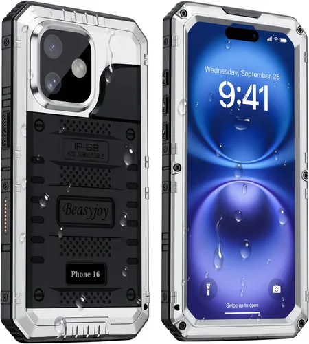 Miniatura 14 de Beasyjoy Funda impermeable para iPhone 12 Pro Max, cubierta protectora de cuerpo completo con protector de pantalla incorporado, resistente a Negro