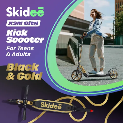 Miniatura 3 de SKIDEE Patinete para Adultos y Adolescentes, Altura Ajustable, Plegable, Ruedas Grandes, Ligero, Duradero, Suspensión Anti-Golpes, Hasta 220 Libras
