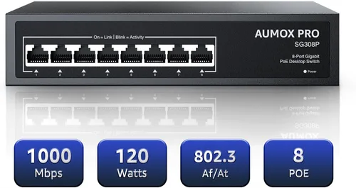 Miniatura 15 de Conmutador Ethernet Gigabit no administrado de 5 puertos, concentrador de red AUMOX PRO Home, divisor Ethernet de oficina, Plug-and-Play
