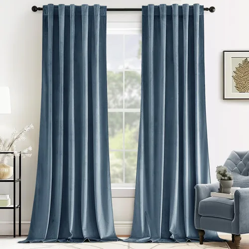Miniatura 56 de MIULEE Cortinas de terciopelo de 84 pulgadas de largo, juego de 2 paneles para dormitorio, con pestaña trasera plisada, de lujo, aislamiento