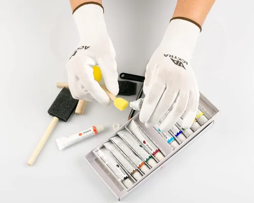 Miniatura 5 de ACKTRA - Guantes de trabajo de seguridad ultrafinos recubiertos de poliuretano, 12 pares, WG002, color negro/negro, talla L