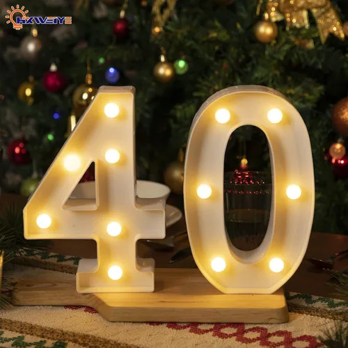 Miniatura 5 de HXWEIYE Números Iluminados de Carpa-4, Letrero de Letras y Números Grandes LED 26 Alfabeto y 10 Números para Decoración de Fiesta, Letras Iluminadas