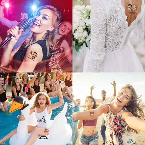 Miniatura 5 de YESCUSTOM Tatuajes temporales personalizados con foto, tatuaje facial personalizado con logotipo para adultos, parejas, mujeres, hombres, tatuajes