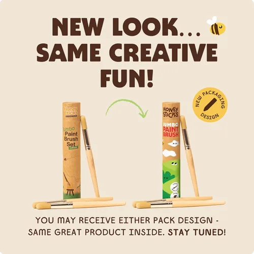 Miniatura 9 de Honeysticks Juego de pinceles de pintura Jumbo – Paquete de 3. Pinceles de pintura jumbo para niños con un mango de madera grande para un fácil