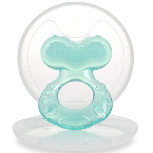Miniatura 7 de Nuby Mordedor de silicona Teethe-EEZ con cerdas, incluye estuche higiénico, Aqua (Paquete de 1)