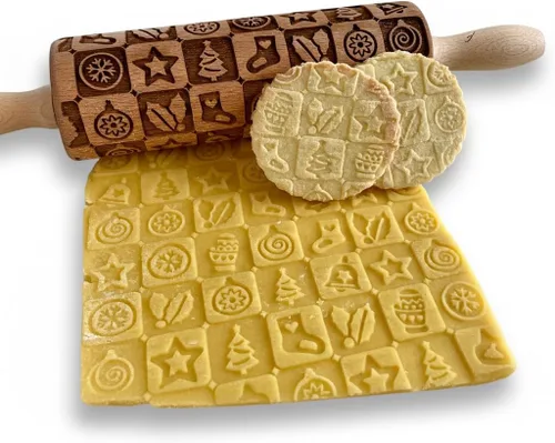 Miniatura 12 de Rodillo en relieve para galletas de Navidad, pan de jengibre, shortbread (Ángeles de Navidad)