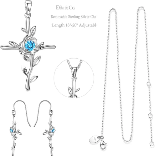 Miniatura 5 de ELDA & CO. Regalos de cumpleaños, amor de mamá, collar de hojas de esperanza para esposa, plata de ley 925, piedras natales de mayo de junio
