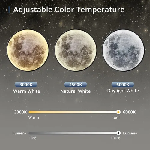 Miniatura 3 de Lámpara de pared de luna regulable de 19.6 pulgadas con control remoto, moderna lámpara de pared LED enchufable, lámpara de pared negra de 24 W