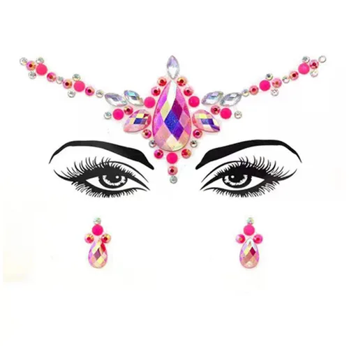 Miniatura 4 de Gemas de cara de sirena con diamantes de imitación, joyería para el cuerpo, tatuaje, calcomanías de cuerpo rosa, gemas de pecho para mujeres