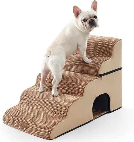 Miniatura 31 de COZY KISS Escaleras anchas para perros pequeños de 15.7 pulgadas de alto, escalón para mascotas para cachorros, gatos mayores, rampa curva