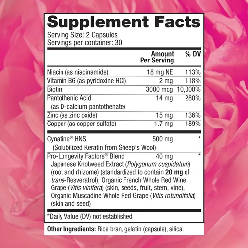 Miniatura 2 de Tratamiento de queratina de Reserveage Nutrition con biotina y resveratrol para cabello, AA1140, 1, 1