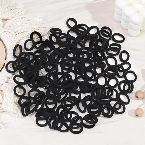 Miniatura 8 de CÉLLOT Gomas para el pelo para bebés, gomas de nylon negras para niñas, bandas de pelo sin costuras para niñas, coleteros elásticos para niñas
