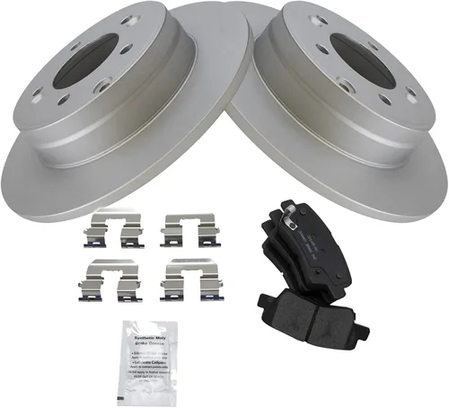 Miniatura 3 de TRQ Kit de pastillas de freno trasero y rotor, kit químico de freno, pastillas de freno Rotor de freno Cerámica Premium G-Coated Compatible