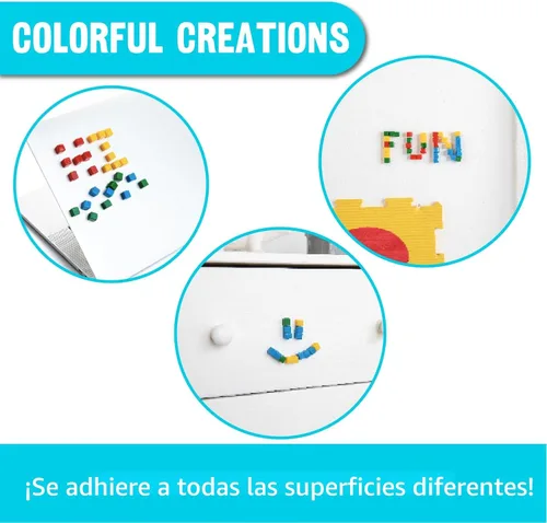 Miniatura 5 de KOMARC GAMES StickiKubes, Mini cubos apilables que se adhieren a cualquier cosa, bloques adhesivos no tóxicos seguros para niños, juguete