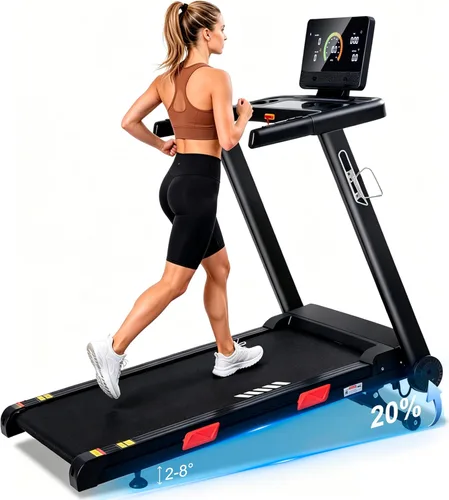 ATEEDGE Cinta de correr con inclinación automática, 20% de inclinación, 3.0 HP, máquina de correr de 10 MPH, correa ancha de 18.5 pulgadas,