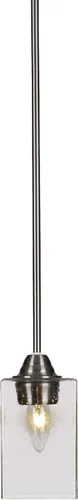 Miniatura 180 de Toltec Lighting Paramount - Mini colgante de 1 luz en acabado negro mate con cristal de arte perla de 7 pulgadas y estilo negro