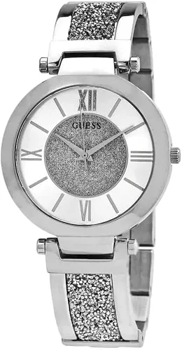 Guess Reloj de 1.417in con cristales de Swarovski, plateado, U1288L3