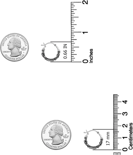 Miniatura 4 de LeCalla Aretes de aro balinesa oxidados de plata de ley 925, pequeños aretes de aro con cuentas de Bali antiguos para mujer