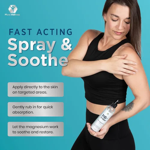 Miniatura 5 de Spray tópico de magnesio para dormir y calambres en las piernas, fabricado en Estados Unidos por Mars Wellness, 8 onzas, aceite de magnesio puro