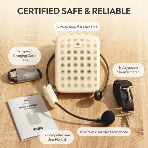 Miniatura 9 de WinBridge - Amplificador de voz Bluetooth - Micrófono inalámbrico de 15 W, sistema PA portátil para aula/ancianos, altavoz y micrófono