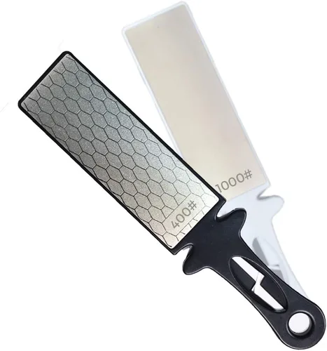 Afilador de cuchillos y tijeras de diamante 5 en 1, afilador de cuchillos de cerámica, barra de afilado de cuchillos de doble cara 400/1000 grano de
