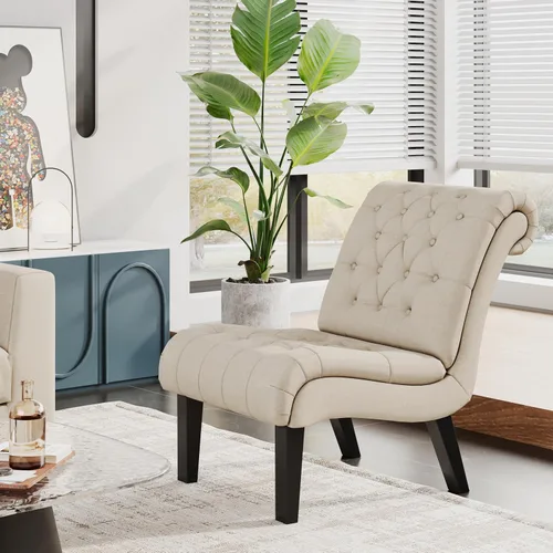 Miniatura 11 de Alunaune Silla de sala de estar, silla decorativa moderna, tapizada sin brazos, silla de dormitorio, sofá y respaldo de tela, sillón reclinable