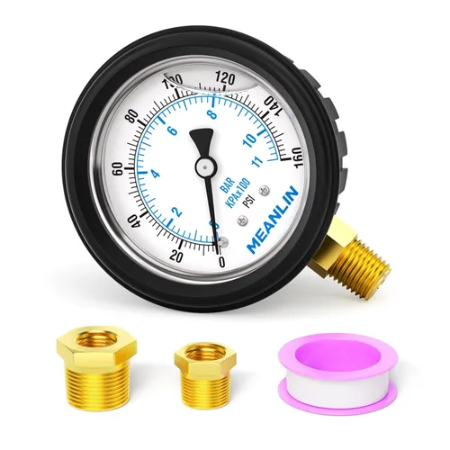 Miniatura 45 de MEANLIN MEASURE - Manómetro de acero inoxidable, relleno de líquido, esfera con cara de 2.5 pulgadas, NPT de 1/4 de pulgada, agua, aceite y gas