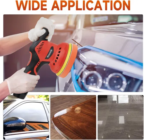 Miniatura 6 de Pulidor de búfer inalámbrico para automóvil con 2 baterías de 2.0 Ah, (5 pulgadas/6 pulgadas), kit de pulidor de búfer portátil de 8 velocidades