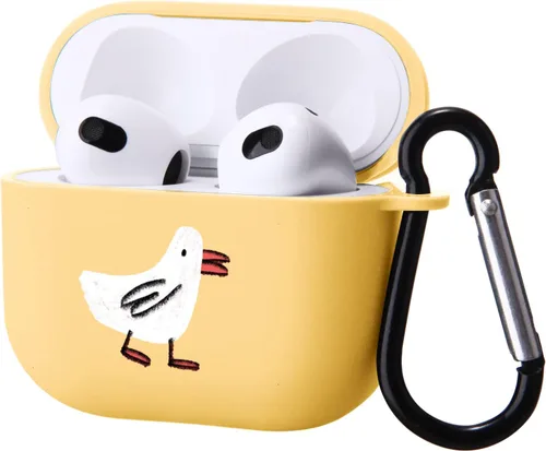 Miniatura 13 de Bonita funda de oso compatible con AirPods 3 con llavero, diseño de animales de dibujos animados, funda de TPU suave para AirPods de tercera