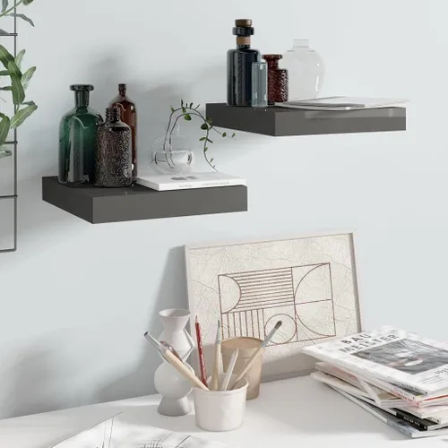 Miniatura 190 de Estantes flotantes de pared, juego de 4 estantes decorativos para montar en la pared, estante colgante con soportes invisibles para decoración