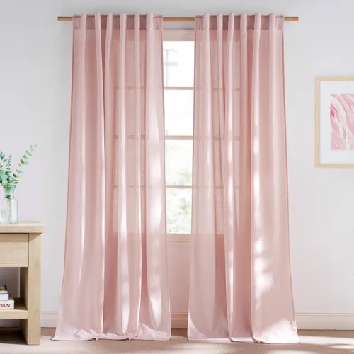 Miniatura 56 de NICETOWN Cortinas de lino grueso para dormitorio, privacidad añadida, bolsillo para barra y pestaña trasera, no se transparentan, mezcla de lino