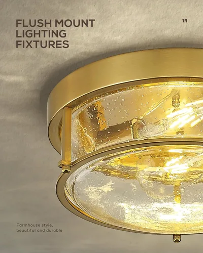 Miniatura 2 de FEMILA Lámpara de techo de 12 pulgadas, luz empotrada de 2 luces para dormitorio, cocina, comedor, pasillo, entrada, acabado dorado de latón