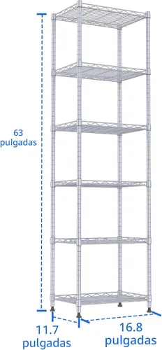 Miniatura 3 de REGILLER Estantería de Alambre de 6 Niveles de Acero, Unidad de Almacenamiento con Estantes Ajustables para Lavandería, Baño, Cocina, Despensa