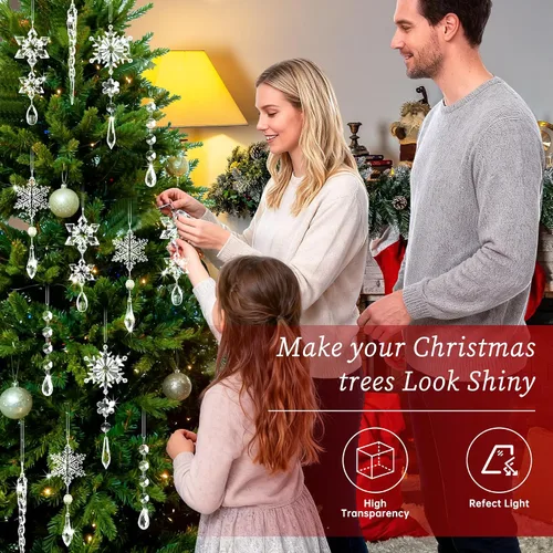 Miniatura 3 de 20 adornos de árbol de cristal, decoraciones de árbol de Navidad, adornos de cristal de copo de nieve, adorno de Navidad acrílico colgante, gota