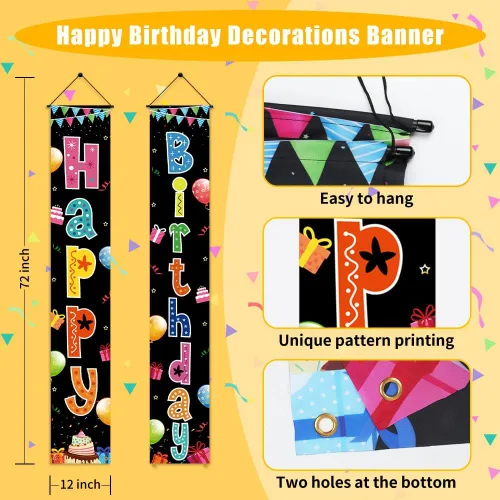 Miniatura 4 de Cartel de decoración de cumpleaños, letrero de puerta de feliz cumpleaños para hombres, mujeres, niños y niñas, ideal para decoración de cumpleaños